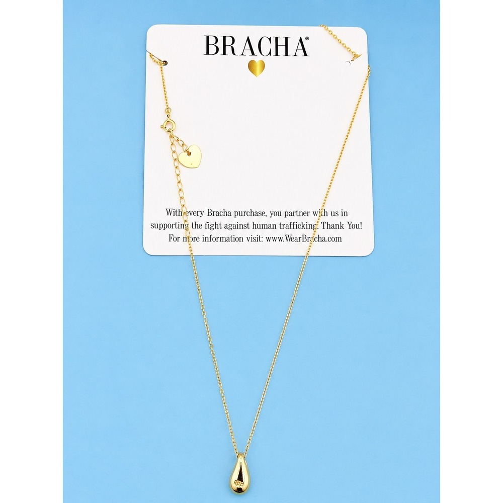 BRACHA Heirloom Teardrop Necklace Gold Plated Sterling Silver Pendant -3266